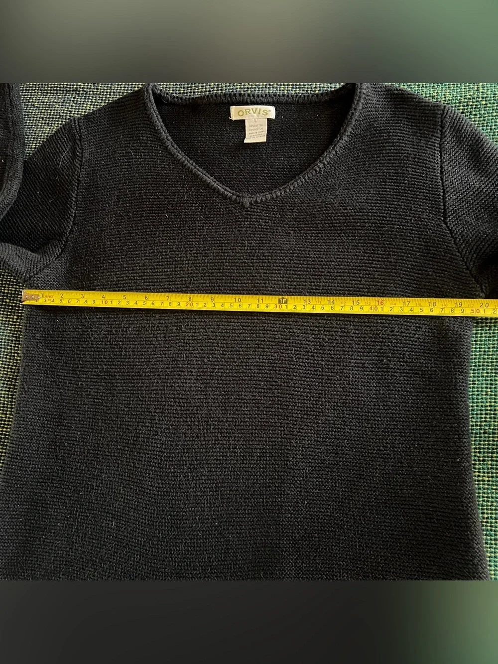 Orvis Cotton Blend V-Neck Dark Blue Gray Knit Sweater, Late 90s, Size Large